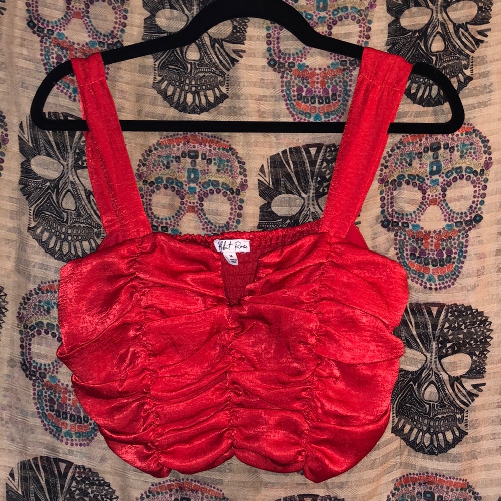 Red Ruffled Crop Top